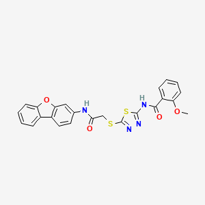 molecular formula C24H18N4O4S2 B4017748 N-(5-{[2-(dibenzo[b,d]furan-3-ylamino)-2-oxoethyl]thio}-1,3,4-thiadiazol-2-yl)-2-methoxybenzamide 