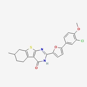 molecular formula C22H19ClN2O3S B4017790 2-[5-(3-氯-4-甲氧基苯基)-2-呋喃基]-7-甲基-5,6,7,8-四氢[1]苯并噻吩并[2,3-d]嘧啶-4(3H)-酮 