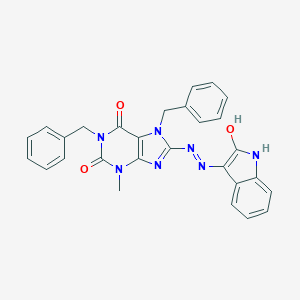molecular formula C28H23N7O3 B401780 1,7-Dibenzyl-8-[(2-hydroxy-1H-indol-3-yl)diazenyl]-3-methylpurine-2,6-dione CAS No. 300730-86-3