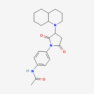 molecular formula C21H27N3O3 B4017801 N-{4-[3-(octahydro-1(2H)-quinolinyl)-2,5-dioxo-1-pyrrolidinyl]phenyl}acetamide 