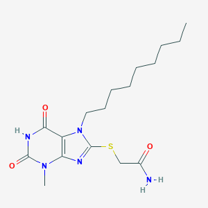 molecular formula C17H27N5O3S B401781 2-[(3-methyl-7-nonyl-2,6-dioxo-2,3,6,7-tetrahydro-1H-purin-8-yl)sulfanyl]acetamide CAS No. 327167-66-8