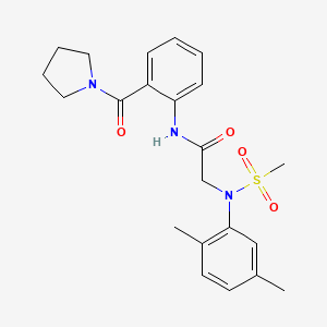 molecular formula C22H27N3O4S B4017810 N~2~-(2,5-dimethylphenyl)-N~2~-(methylsulfonyl)-N~1~-[2-(1-pyrrolidinylcarbonyl)phenyl]glycinamide 