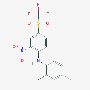 molecular formula C15H13F3N2O4S B4017862 (2,4-dimethylphenyl){2-nitro-4-[(trifluoromethyl)sulfonyl]phenyl}amine 
