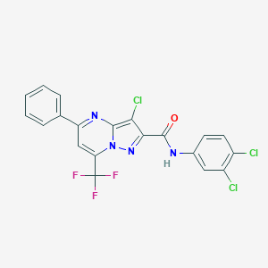molecular formula C20H10Cl3F3N4O B401787 3-chloro-N-(3,4-dichlorophenyl)-5-phenyl-7-(trifluoromethyl)pyrazolo[1,5-a]pyrimidine-2-carboxamide 