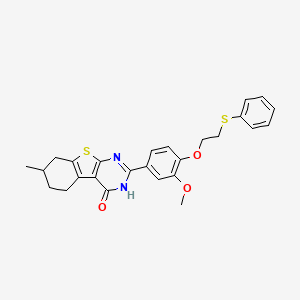 molecular formula C26H26N2O3S2 B4017886 2-{3-methoxy-4-[2-(phenylthio)ethoxy]phenyl}-7-methyl-5,6,7,8-tetrahydro[1]benzothieno[2,3-d]pyrimidin-4(3H)-one 