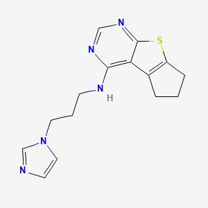molecular formula C15H17N5S B4017895 N-[3-(1H-imidazol-1-yl)propyl]-6,7-dihydro-5H-cyclopenta[4,5]thieno[2,3-d]pyrimidin-4-amine 