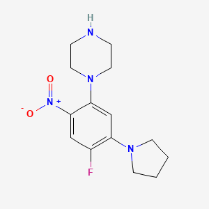 molecular formula C14H19FN4O2 B4017899 1-[4-fluoro-2-nitro-5-(1-pyrrolidinyl)phenyl]piperazine 