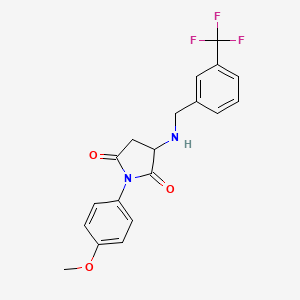 molecular formula C19H17F3N2O3 B4017902 1-(4-methoxyphenyl)-3-{[3-(trifluoromethyl)benzyl]amino}-2,5-pyrrolidinedione 