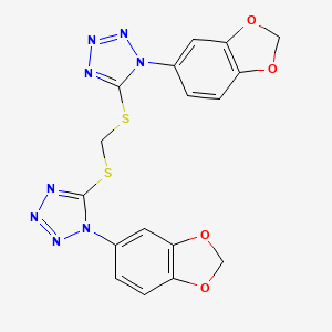molecular formula C17H12N8O4S2 B4017906 5,5'-[methylenebis(thio)]bis[1-(1,3-benzodioxol-5-yl)-1H-tetrazole] 