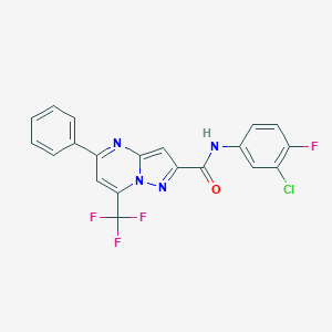 molecular formula C20H11ClF4N4O B401791 N-(3-chloro-4-fluorophenyl)-5-phenyl-7-(trifluoromethyl)pyrazolo[1,5-a]pyrimidine-2-carboxamide CAS No. 314048-58-3