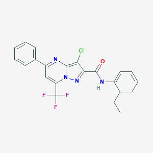 molecular formula C22H16ClF3N4O B401792 3-chloro-N-(2-ethylphenyl)-5-phenyl-7-(trifluoromethyl)pyrazolo[1,5-a]pyrimidine-2-carboxamide 