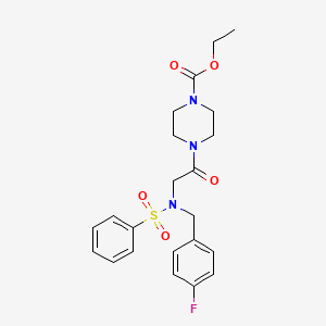 molecular formula C22H26FN3O5S B4017927 ethyl 4-[N-(4-fluorobenzyl)-N-(phenylsulfonyl)glycyl]-1-piperazinecarboxylate 