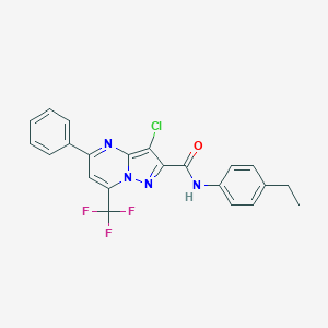 molecular formula C22H16ClF3N4O B401794 3-chloro-N-(4-ethylphenyl)-5-phenyl-7-(trifluoromethyl)pyrazolo[1,5-a]pyrimidine-2-carboxamide 
