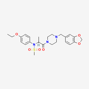 molecular formula C24H31N3O6S B4017946 N-{2-[4-(1,3-benzodioxol-5-ylmethyl)-1-piperazinyl]-1-methyl-2-oxoethyl}-N-(4-ethoxyphenyl)methanesulfonamide 