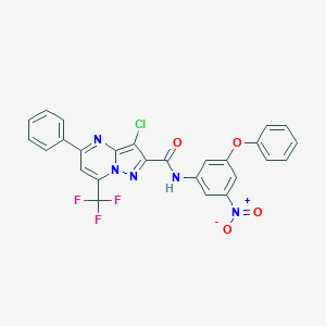 molecular formula C26H15ClF3N5O4 B401795 3-chloro-N-{3-nitro-5-phenoxyphenyl}-5-phenyl-7-(trifluoromethyl)pyrazolo[1,5-a]pyrimidine-2-carboxamide 