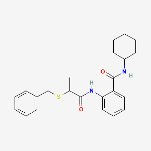 molecular formula C23H28N2O2S B4017951 2-{[2-(benzylthio)propanoyl]amino}-N-cyclohexylbenzamide 