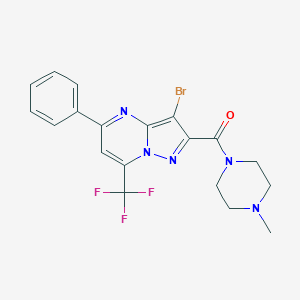 molecular formula C19H17BrF3N5O B401797 3-Bromo-2-[(4-methyl-1-piperazinyl)carbonyl]-5-phenyl-7-(trifluoromethyl)pyrazolo[1,5-a]pyrimidine 
