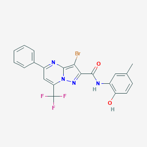 3-bromo-N-(2-hydroxy-5-methylphenyl)-5-phenyl-7-(trifluoromethyl)pyrazolo[1,5-a]pyrimidine-2-carboxamide