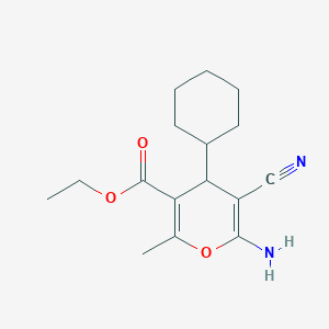 molecular formula C16H22N2O3 B4017988 ethyl 6-amino-5-cyano-4-cyclohexyl-2-methyl-4H-pyran-3-carboxylate 