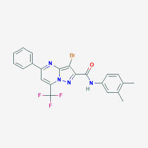 molecular formula C22H16BrF3N4O B401800 3-bromo-N-(3,4-dimethylphenyl)-5-phenyl-7-(trifluoromethyl)pyrazolo[1,5-a]pyrimidine-2-carboxamide 