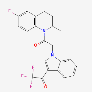 molecular formula C22H18F4N2O2 B4018020 2,2,2-trifluoro-1-{1-[2-(6-fluoro-2-methyl-3,4-dihydro-1(2H)-quinolinyl)-2-oxoethyl]-1H-indol-3-yl}ethanone 
