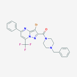 molecular formula C25H21BrF3N5O B401803 2-[(4-Benzyl-1-piperazinyl)carbonyl]-3-bromo-5-phenyl-7-(trifluoromethyl)pyrazolo[1,5-a]pyrimidine 