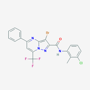 molecular formula C21H13BrClF3N4O B401805 3-bromo-N-(3-chloro-2-methylphenyl)-5-phenyl-7-(trifluoromethyl)pyrazolo[1,5-a]pyrimidine-2-carboxamide 