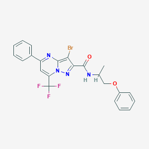 molecular formula C23H18BrF3N4O2 B401806 3-bromo-N-(1-phenoxypropan-2-yl)-5-phenyl-7-(trifluoromethyl)pyrazolo[1,5-a]pyrimidine-2-carboxamide 
