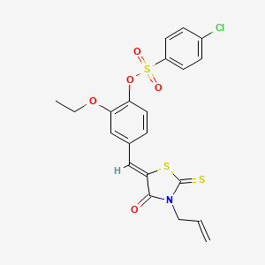 molecular formula C21H18ClNO5S3 B4018119 4-[(3-allyl-4-oxo-2-thioxo-1,3-thiazolidin-5-ylidene)methyl]-2-ethoxyphenyl 4-chlorobenzenesulfonate 