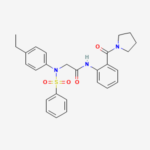 molecular formula C27H29N3O4S B4018132 N~2~-(4-ethylphenyl)-N~2~-(phenylsulfonyl)-N~1~-[2-(1-pyrrolidinylcarbonyl)phenyl]glycinamide 