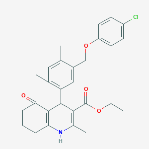 molecular formula C28H30ClNO4 B4018199 ethyl 4-{5-[(4-chlorophenoxy)methyl]-2,4-dimethylphenyl}-2-methyl-5-oxo-1,4,5,6,7,8-hexahydro-3-quinolinecarboxylate 