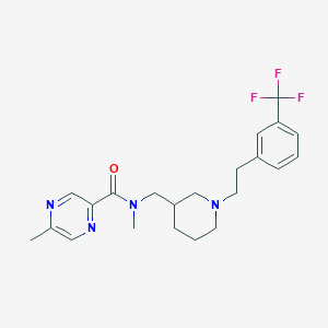 molecular formula C22H27F3N4O B4018205 N,5-dimethyl-N-[(1-{2-[3-(trifluoromethyl)phenyl]ethyl}-3-piperidinyl)methyl]-2-pyrazinecarboxamide 