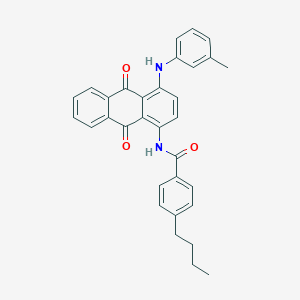 molecular formula C32H28N2O3 B401822 4-butyl-N-{4-[(3-methylphenyl)amino]-9,10-dioxo-9,10-dihydroanthracen-1-yl}benzamide 