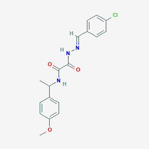 molecular formula C18H18ClN3O3 B401823 2-[2-(4-chlorobenzylidene)hydrazino]-N-[1-(4-methoxyphenyl)ethyl]-2-oxoacetamide 