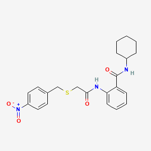 molecular formula C22H25N3O4S B4018230 N-cyclohexyl-2-({[(4-nitrobenzyl)thio]acetyl}amino)benzamide 