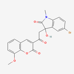 molecular formula C21H16BrNO6 B4018292 5-bromo-3-hydroxy-3-[2-(8-methoxy-2-oxo-2H-chromen-3-yl)-2-oxoethyl]-1-methyl-1,3-dihydro-2H-indol-2-one 