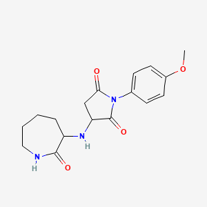 molecular formula C17H21N3O4 B4018303 1-(4-甲氧基苯基)-3-[(2-氧代-3-氮杂环戊基)氨基]-2,5-吡咯烷二酮 