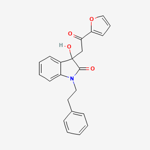 molecular formula C22H19NO4 B4018317 3-[2-(2-furyl)-2-oxoethyl]-3-hydroxy-1-(2-phenylethyl)-1,3-dihydro-2H-indol-2-one 