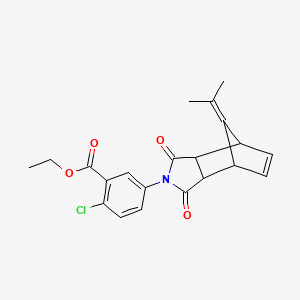 molecular formula C21H20ClNO4 B4018340 ethyl 2-chloro-5-[10-(1-methylethylidene)-3,5-dioxo-4-azatricyclo[5.2.1.0~2,6~]dec-8-en-4-yl]benzoate 