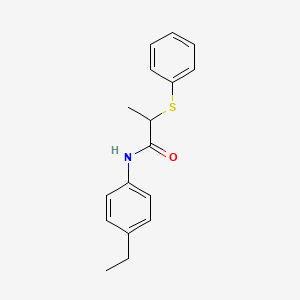 molecular formula C17H19NOS B4018373 N-(4-ethylphenyl)-2-(phenylthio)propanamide 