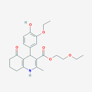 2-Ethoxyethyl 4-(3-ethoxy-4-hydroxyphenyl)-2-methyl-5-oxo-1,4,5,6,7,8-hexahydroquinoline-3-carboxylate