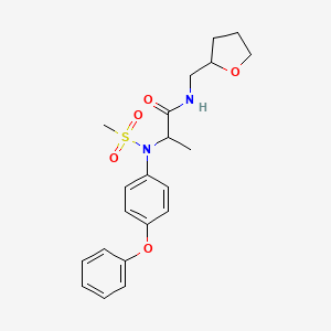 molecular formula C21H26N2O5S B4018383 N~2~-(methylsulfonyl)-N~2~-(4-phenoxyphenyl)-N~1~-(tetrahydro-2-furanylmethyl)alaninamide 