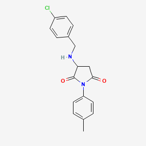 molecular formula C18H17ClN2O2 B4018388 3-[(4-chlorobenzyl)amino]-1-(4-methylphenyl)-2,5-pyrrolidinedione 