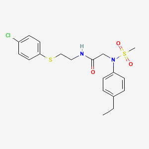molecular formula C19H23ClN2O3S2 B4018392 N~1~-{2-[(4-chlorophenyl)thio]ethyl}-N~2~-(4-ethylphenyl)-N~2~-(methylsulfonyl)glycinamide 