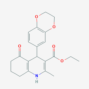 molecular formula C21H23NO5 B4018426 ethyl 4-(2,3-dihydro-1,4-benzodioxin-6-yl)-2-methyl-5-oxo-1,4,5,6,7,8-hexahydro-3-quinolinecarboxylate 