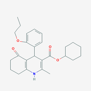 molecular formula C26H33NO4 B401843 Cyclohexyl 2-methyl-5-oxo-4-(2-propoxyphenyl)-1,4,5,6,7,8-hexahydro-3-quinolinecarboxylate 