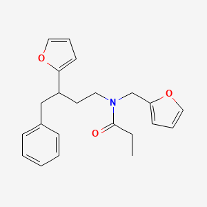 molecular formula C22H25NO3 B4018448 N-(2-furylmethyl)-N-[3-(2-furyl)-4-phenylbutyl]propanamide 
