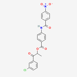 molecular formula C23H17ClN2O6 B4018451 2-(3-chlorophenyl)-1-methyl-2-oxoethyl 4-[(4-nitrobenzoyl)amino]benzoate 