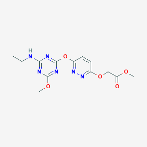 molecular formula C13H16N6O5 B4018466 methyl [(6-{[4-(ethylamino)-6-methoxy-1,3,5-triazin-2-yl]oxy}-3-pyridazinyl)oxy]acetate 