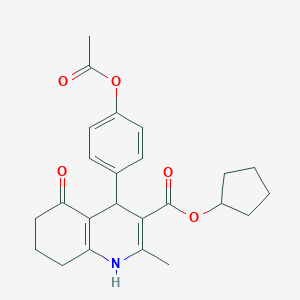 molecular formula C24H27NO5 B401847 Cyclopentyl 4-[4-(acetyloxy)phenyl]-2-methyl-5-oxo-1,4,5,6,7,8-hexahydroquinoline-3-carboxylate 